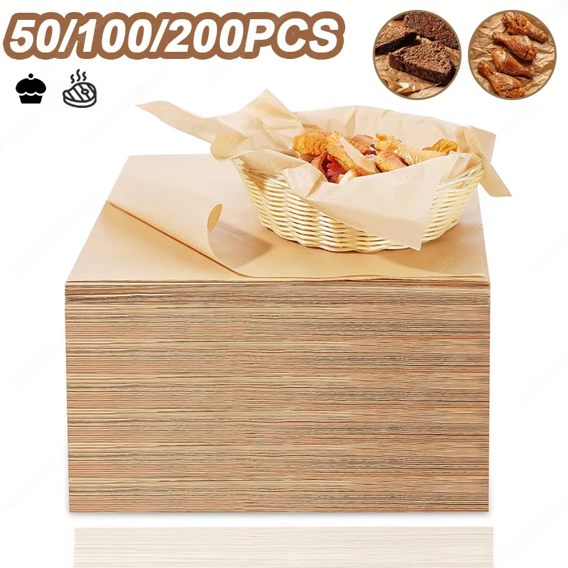 Kitchen Equipment For Baking - 50/100/200PCS กระดาษรองอบ Parchment แผ่นอบเตาอบ Air Fryer