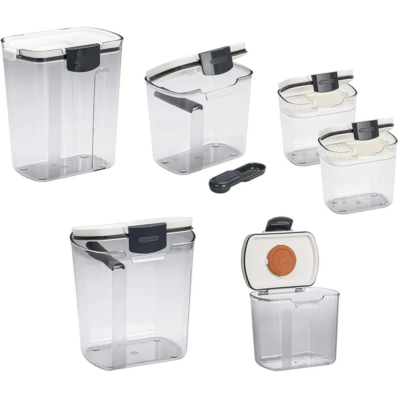 Kitchen Baking Organization - Prepworks ProKeeper 6 ชิ้นครัวพลาสติกใส Airtight อาหารแป้งและน้ําตาลองค์กรคอนเทนเนอร์ชุดกระป๋องอบ