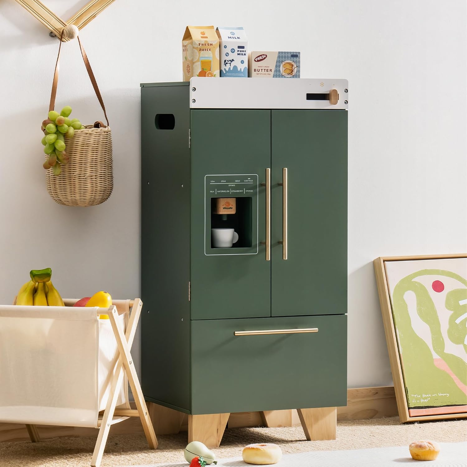 Baking Kitchen Robotime - Robotime Robud Vintage ของเล่นไม้เตาอบครัวเด็กเครื่องซักผ้าเครื่องเป่า Realist ของเล่นตู้เย็นเล่นชุดครัว