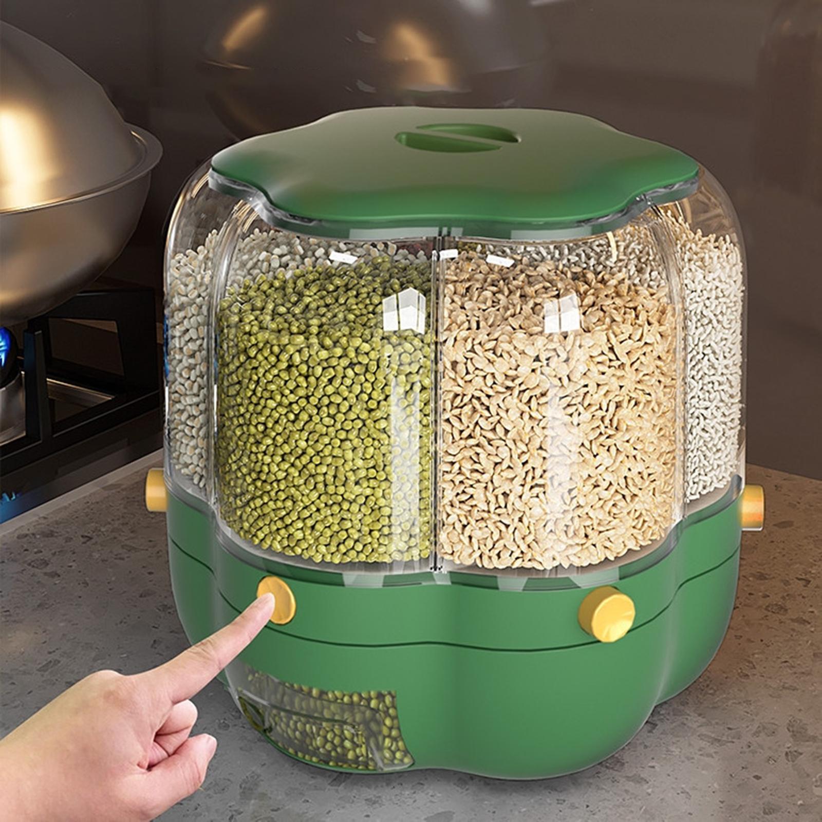 กล่องจัดเก็บธัญพืชแบบหมุนได้ ค - Kitchen Baking Organization บทวิจารณ์และราคา