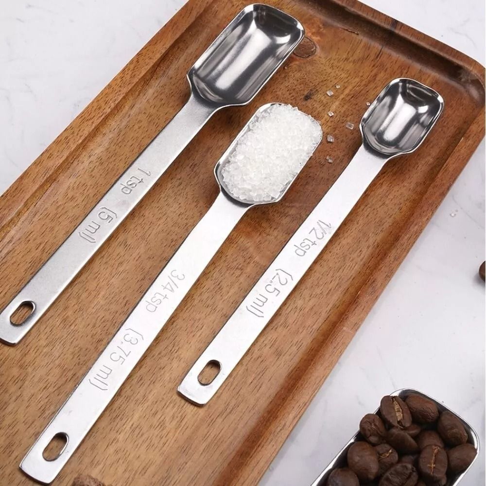 ช้อนตวงสแตนเลสสตีล6ชิ้นพร้อมสเ - Baking Powder Kitchen บทวิจารณ์และราคา